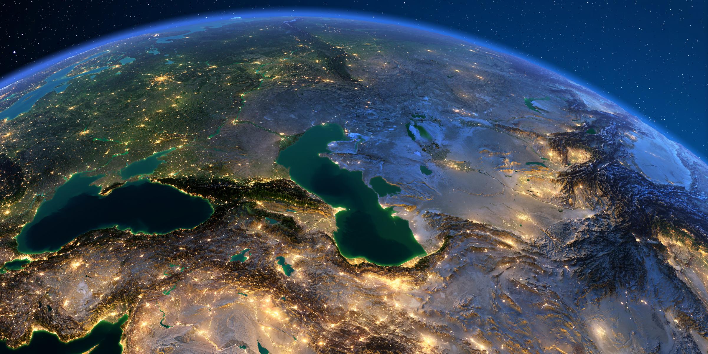 Detailed Earth. Caucasus and the Caspian Sea
